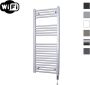 Sanicare Elektrische Radiator HWV Met Wifi 111 8x45 cm Zilver Grijs 596W Met Thermostaat Chroom Rechtsonder - Thumbnail 1