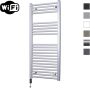 Sanicare Elektrische Radiator HWV Met Wifi 111 8x45 cm Zilver Grijs 596W Met Thermostaat Zwart Linksonder - Thumbnail 1