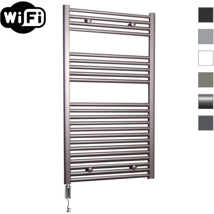 Sanicare Elektrische Radiator HWV Met Wifi 111 8x60 cm Inox Look 730W Met Thermostaat Chroom Linksonder