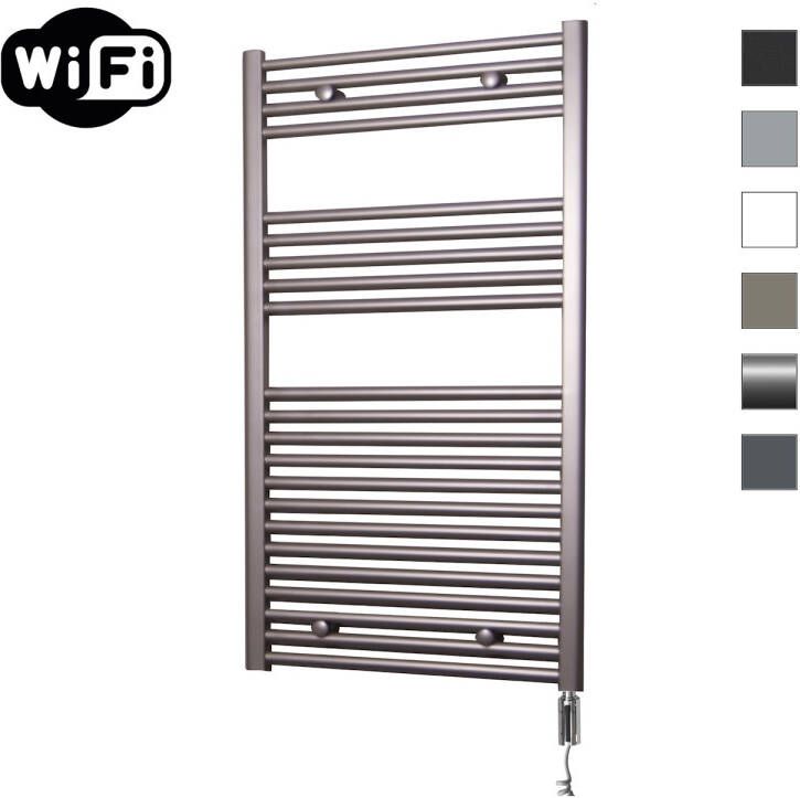 Sanicare Elektrische Radiator HWV Met Wifi 111 8x60 cm Inox Look 730W Met Thermostaat Chroom Rechtsonder