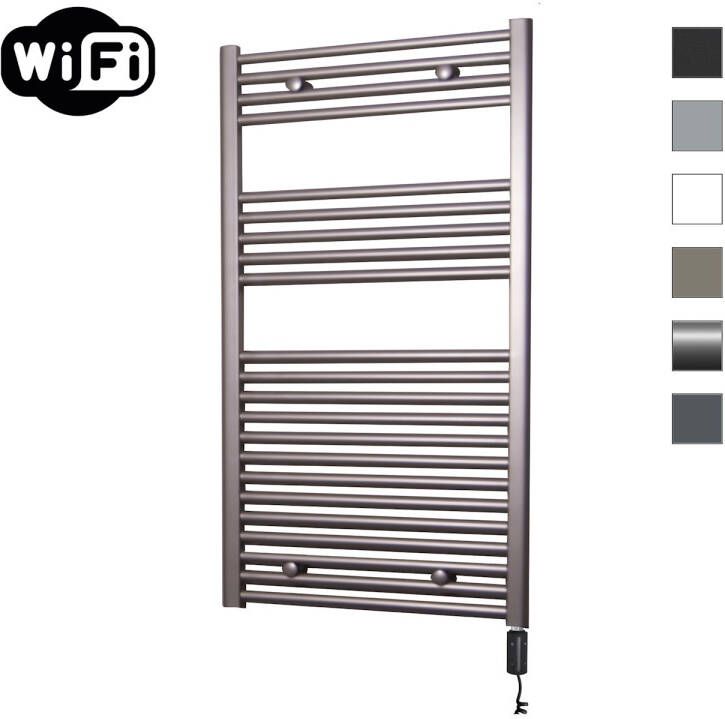 Sanicare Elektrische Radiator HWV Met Wifi 111 8x60 cm Inox Look 730W Met Thermostaat Zwart Rechtsonder