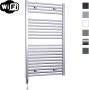 Sanicare Elektrische Radiator HWV Met Wifi 111 8x60 cm Zilver Grijs 730W Met Thermostaat Chroom Linksonder - Thumbnail 1