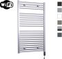 Sanicare Elektrische Radiator HWV Met Wifi 111 8x60 cm Zilver Grijs 730W Met Thermostaat Zwart Rechtsonder - Thumbnail 1