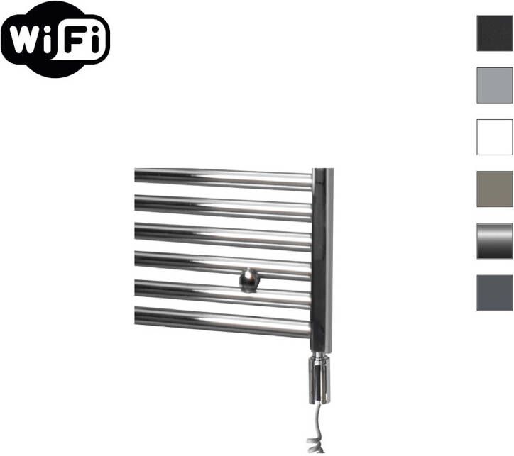 Sanicare Elektrische Radiator HWV Met Wifi 172x45 cm chroom 671W Met Thermostaat Chroom Rechtsonder