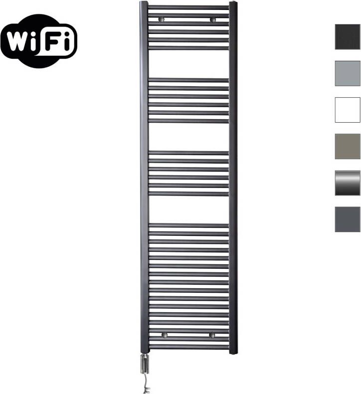 Sanicare Elektrische Radiator HWV Met Wifi 172x45 cm Gunmetal 920W Met Thermostaat Chroom Linksonder