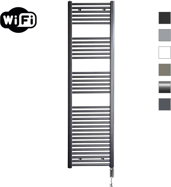 Sanicare Elektrische Radiator HWV Met Wifi 172x45 cm Gunmetal 920W Met Thermostaat Chroom Rechtsonder