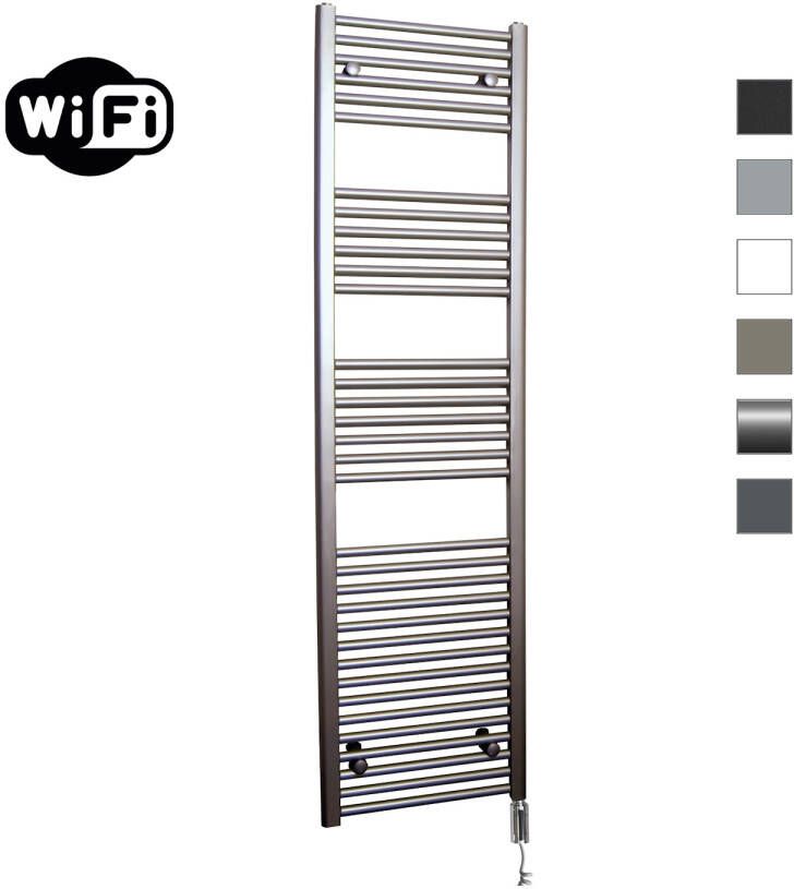 Sanicare Elektrische Radiator HWV Met Wifi 172x45 cm Inox Look 920W Met Thermostaat Chroom Linksonder