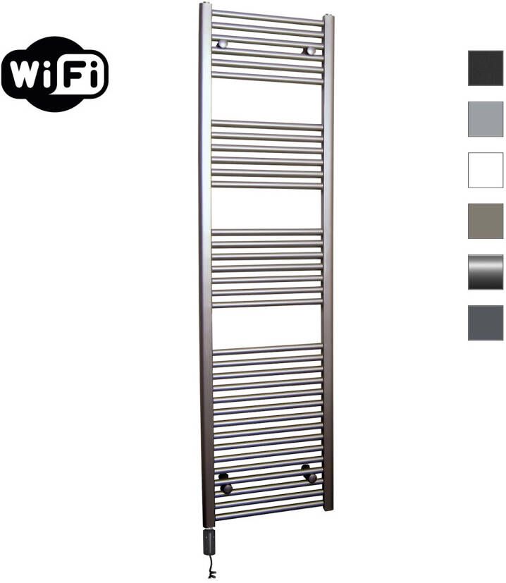 Sanicare Elektrische Radiator HWV Met Wifi 172x45 cm Inox Look 920W Met Thermostaat Zwart Linksonder