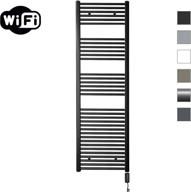 Sanicare Elektrische Radiator HWV Met Wifi 172x45 cm Mat Zwart 920W Met Thermostaat Zwart Rechtsonder