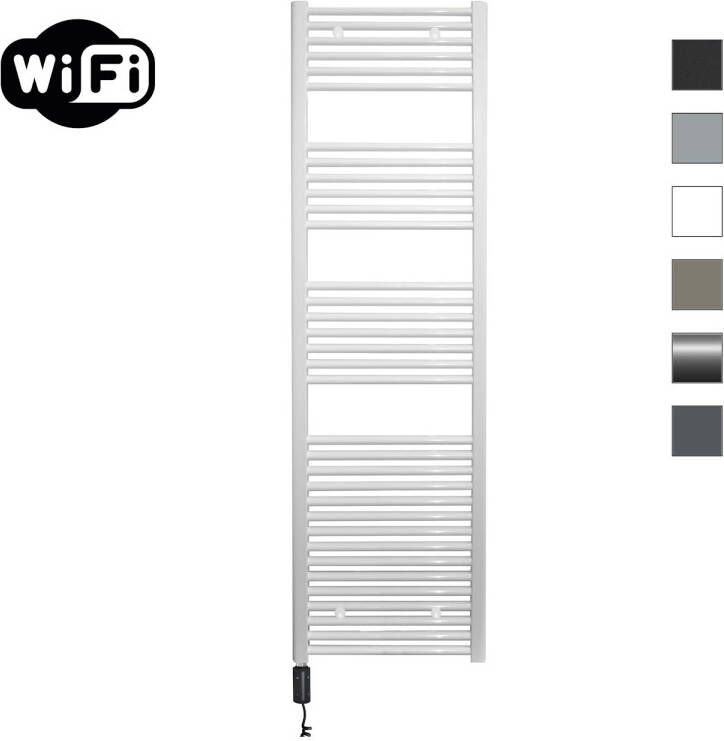 Sanicare Elektrische Radiator HWV Met Wifi 172x45 cm Wit 920W Met Thermostaat Zwart Linksonder