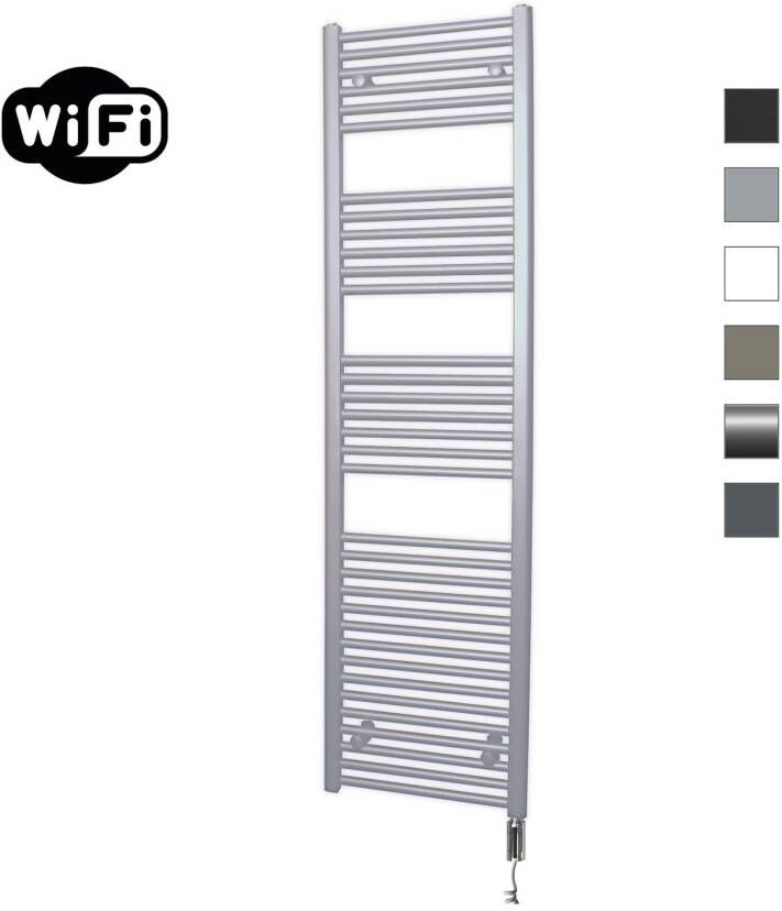 Sanicare Elektrische Radiator HWV Met Wifi 172x45 cm Zilver Grijs 920W Met Thermostaat Chroom Rechtsonder