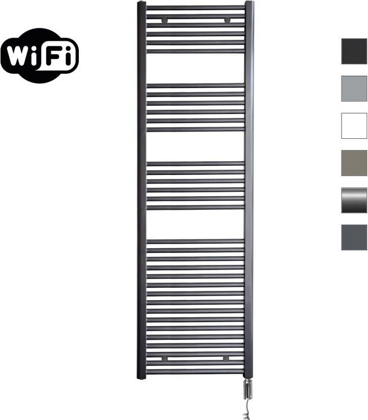 Sanicare Elektrische Radiator HWV Met Wifi 172x60 cm Gunmetal 1127W Met Thermostaat Chroom Rechtsonder