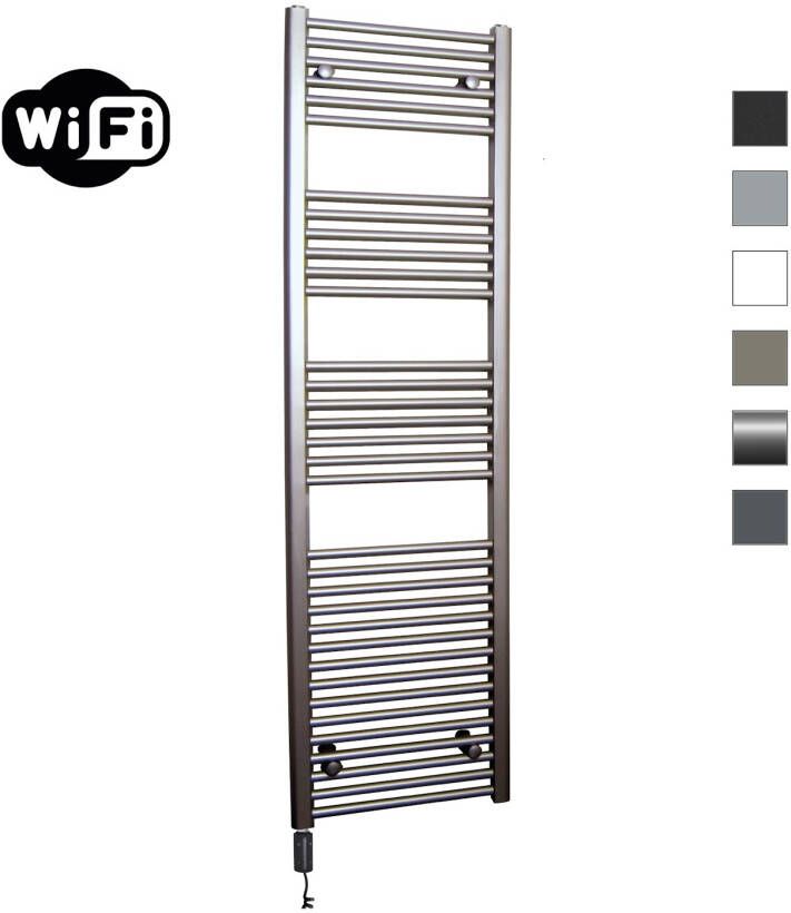 Sanicare Elektrische Radiator HWV Met Wifi 172x60 cm Inox Look 1127W Met Thermostaat Zwart Linksonder