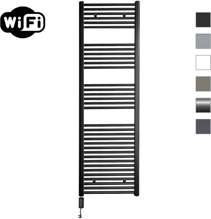 Sanicare Elektrische Radiator HWV Met Wifi 172x60 cm Mat Zwart 1127W Met Thermostaat Zwart Linksonder