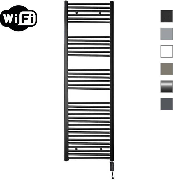 Sanicare Elektrische Radiator HWV Met Wifi 172x60 cm Mat Zwart 1127W Met Thermostaat Zwart Rechtsonder