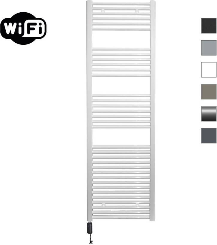 Sanicare Elektrische Radiator HWV Met Wifi 172x60 cm Wit 1127W Met Thermostaat Zwart Linksonder