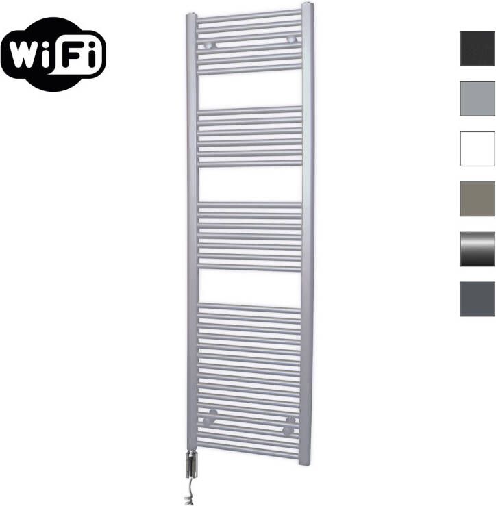 Sanicare Elektrische Radiator HWV Met Wifi 172x60 cm Zilver Grijs 1127W Met Thermostaat Chroom Linksonder