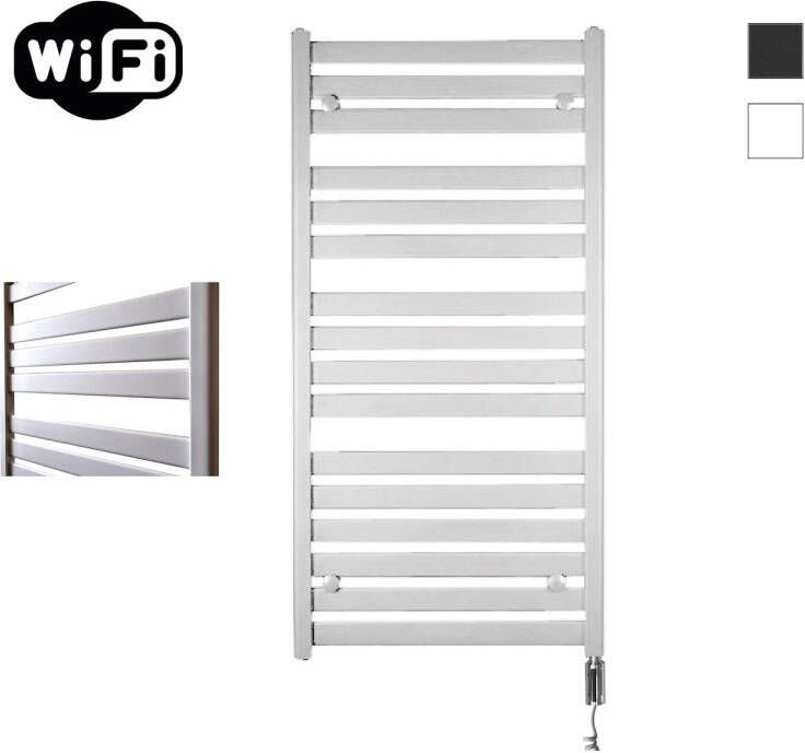 Sanicare HVW Moda electrische WifiRadiator 120x60cm mat wit met thermostaat chroom rechtsonder HRDWC 601200 W