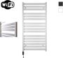 Sanicare HVW Moda electrische WifiRadiator 120x60cm mat wit met thermostaat zwart linksonder HLDWZ 601200 W - Thumbnail 1