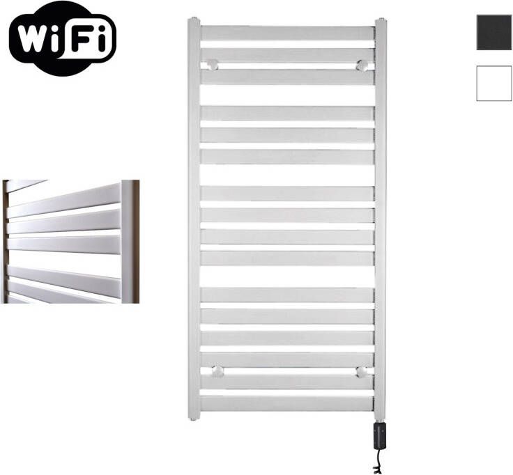 Sanicare HVW Moda electrische WifiRadiator 120x60cm mat wit met thermostaat zwart rechtsonder HRDWZ 601200 W