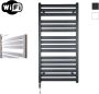 Sanicare HVW Moda electrische WifiRadiator 120x60cm mat zwart met thermostaat chroom linksonder HLDWC 601200 A - Thumbnail 1