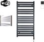 Sanicare HVW Moda electrische WifiRadiator 120x60cm mat zwart met thermostaat zwart rechtsonder HRDWZ 601200 A - Thumbnail 1