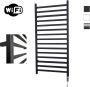 Sanicare Elektrische Radiator HWV Qubic Met Wifi 126 4x60 cm Mat Zwart 773W Met Thermostaat Chroom Linksonder - Thumbnail 1