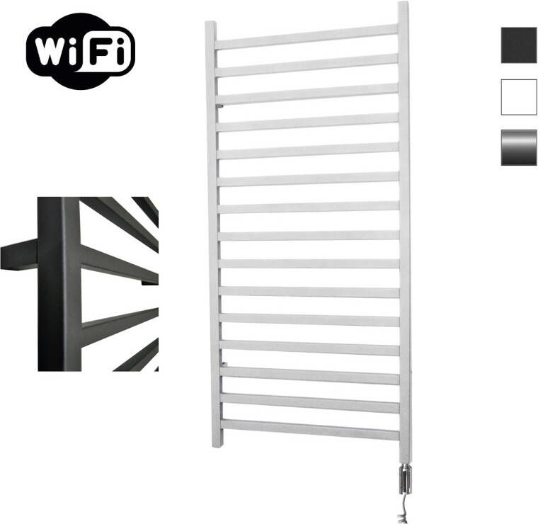 Sanicare Elektrische Radiator HWV Qubic Met Wifi 126 4x60 cm Wit 773W Met Thermostaat Chroom Rechtsonder