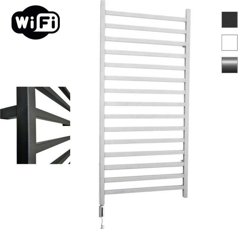 Sanicare Elektrische Radiator HWV Qubic Met Wifi 126 4x60 cm Wit 773W Met Thermostaat Wit Linksonder