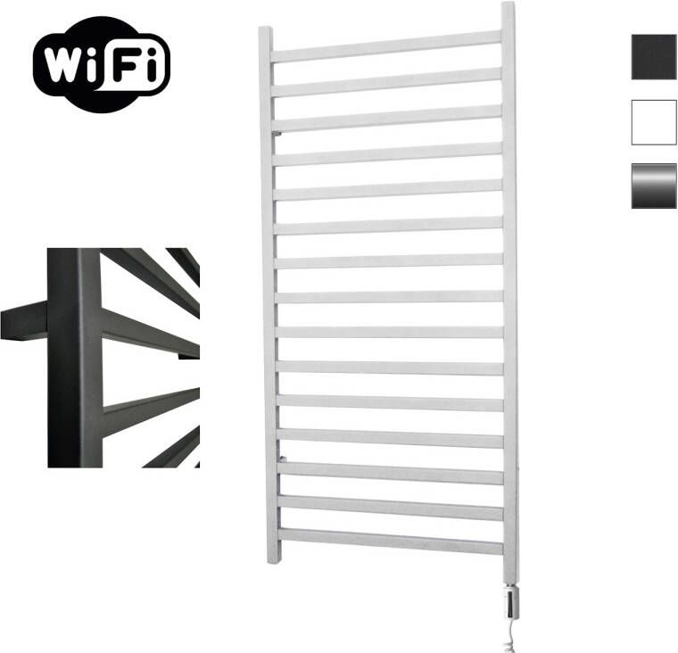 Sanicare Elektrische Radiator HWV Qubic Met Wifi 126 4x60 cm Wit 773W Met Thermostaat Wit Rechtsonder