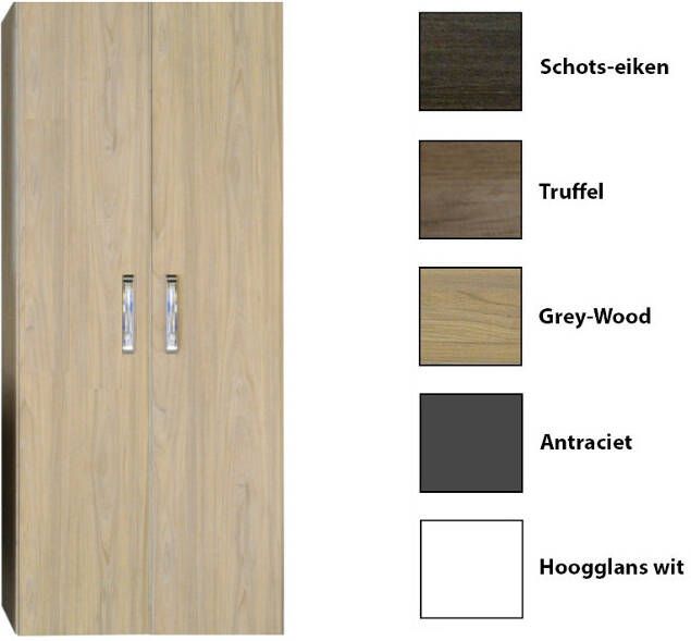 Sanicare Kolomkast Dubbel Q9 Q10 Q11 Soft-Closing Deuren Chromen Greep 160x67x32 cm Grey-Wood