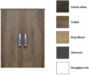 Sanicare Kolomkast Dubbel Q9 Q10 Q11 Soft-Closing Deuren Chromen Greep 90x67x32 cm Grey-Wood