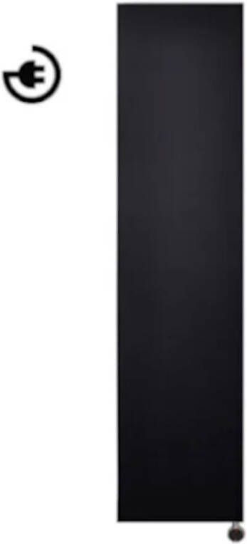 Sanicare elektrische design radiator Denso 180 x 40 cm. Mat zwart met BLUETOOTH thermostaat chroom (linksonder) HRLBC401800 A