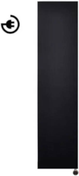 Sanicare elektrische design radiator Denso 180 x 40 cm. Mat zwart met BLUETOOTH thermostaat zwart (rechtsonder) HRSBZ401800 A