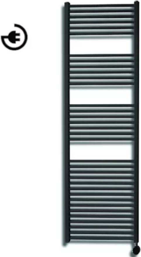 Sanicare electrische design radiator 172 x 45 cm. mat zwart met WiFi thermostaat chroom HRAWC451720 A