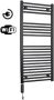 Sanicare electrische design radiator 111 8 x 45 cm. zwart met WiFi thermostaat chroom HRAWC451118 A - Thumbnail 1