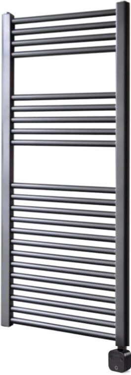Sanicare Electrische Wifi Radiator HPW Carini 111 8x60 cm Gunmetal Met Thermostaat Zwart Rechtsonder