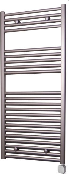Sanicare Electrische Wifi Radiator HPW Carini 111 8x45 cm Inox-look Met Thermostaat Zilver Rechtsonder