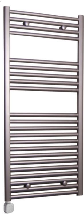 Sanicare Electrische Wifi Radiator HPW Carini 111 8x45 cm Inox-look Met Thermostaat Zilver Linksonder