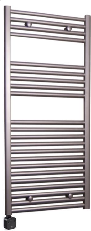 Sanicare Electrische Wifi Radiator HPW Carini 111 8x45 cm Inox-look Met Thermostaat Zwart Linksonder