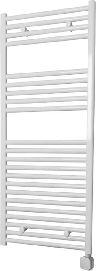 Sanicare Electrische Wifi Radiator HPW Carini 111 8x60 cm Wit Met Thermostaat Zilver Rechtsonder