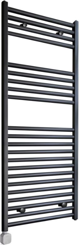 Sanicare Electrische Wifi Radiator HPW Carini 111 8x45 cm Zwart Met Thermostaat Zilver Linksonder