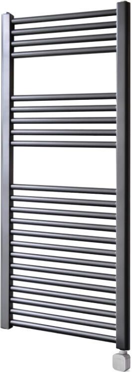 Sanicare Electrische Wifi Radiator HPW Carini 111 8x45 cm Gunmetal Met Thermostaat Zilver Rechtsonder