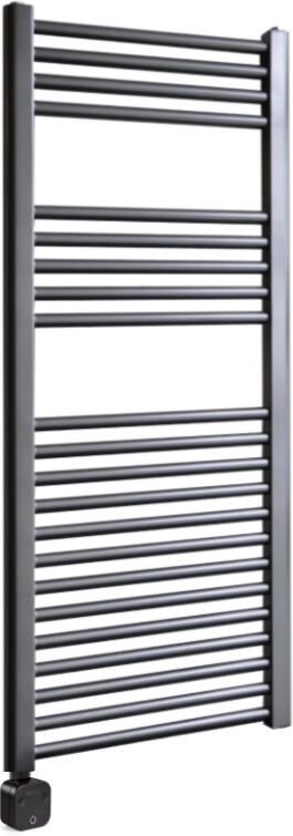 Sanicare Electrische Wifi Radiator HPW Carini 111 8x45 cm Gunmetal Met Thermostaat Zwart Linksonder