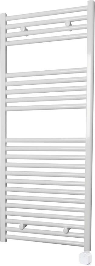 Sanicare Electrische Wifi Radiator HPW Carini 111 8x45 cm Wit Met Thermostaat Wit Rechtsonder