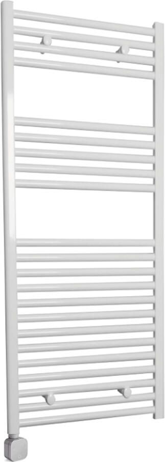 Sanicare Electrische Wifi Radiator HPW Carini 111 8x60 cm Wit Met Thermostaat Zilver Linksonder