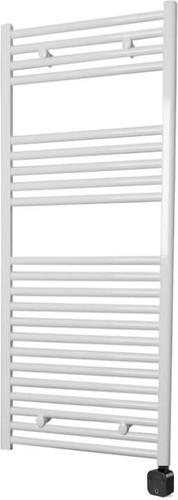 Sanicare Electrische Wifi Radiator HPW Carini 111 8x60 cm Wit Met Thermostaat Zwart Rechtsonder