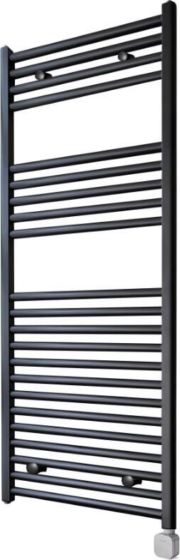 Sanicare Electrische Wifi Radiator HPW Carini 111 8x60 cm Zwart Met Thermostaat Zilver Rechtsonder