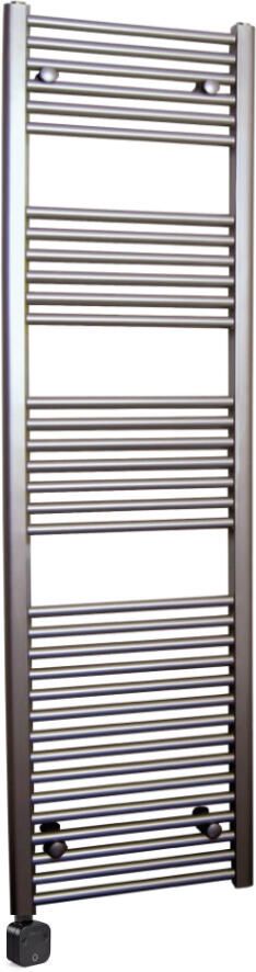 Sanicare Electrische Wifi Radiator HPW Carini 172x45 cm Inox-look Met Thermostaat Zwart Linksonder