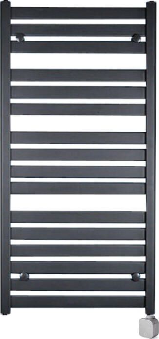 Sanicare Electrische Wifi Radiator HVP Carini Moda 120x60 cm Mat Zwart Met Thermostaat Zilver Rechtsonder